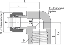 Соединение угловое с внутренней резьбой, арт. EPKFL-YZ8-NPT8-SL