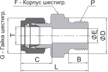 Штуцер с наружной резьбой, арт. EPKM-YZ8-RS8-SL