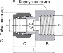 Штуцер с внутренней резьбой, арт. EPKF-YZ8-MS22-SL
