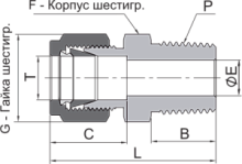 Штуцер с наружной резьбой, арт. EPKM-YZ8-NPT8-SL