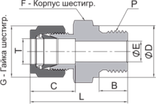 Штуцер с наружной резьбой, арт. EPKM-YZ8-RP8-SL