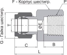 Штуцер с внутренней резьбой, арт. EPKF-YZ8-RT4-SL